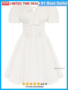 Renaissance Corset Mini Dress Off Shoulder Puff Sleeve Lace Up